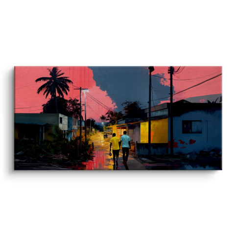 Sonnenuntergangsspaziergang Leinwandbild