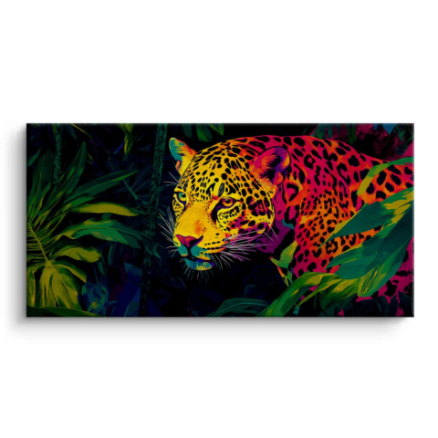 Lebendiger Dschungel-Leopard Leinwandbild