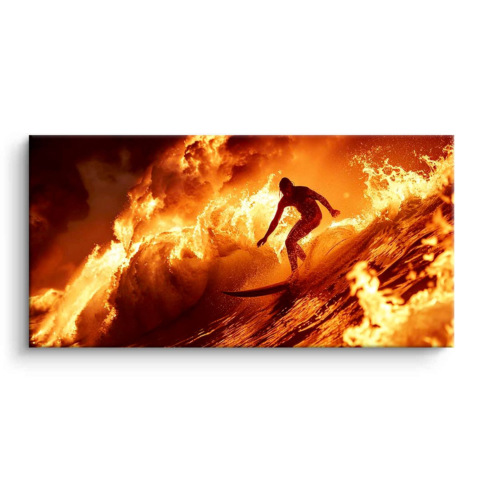 Fiery Wave Surfer PVC Mat Art