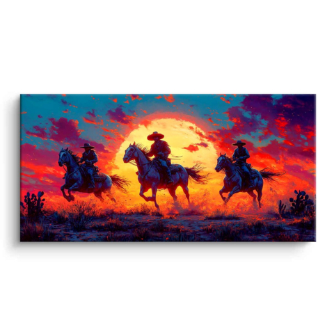 Cowboy Sonnenuntergang Fahrt PVC Matt