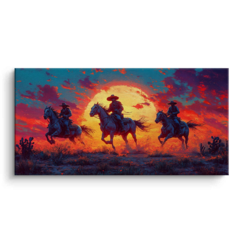 Cowboy Sunset Ride Canvas Art