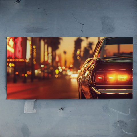 Retro Sonnenuntergang Fahrt Poster