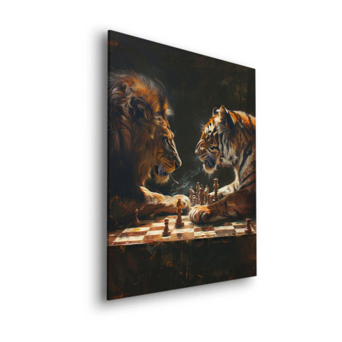 Maîtres d'Échecs Duel Lion et Tigre Art Dibond Mat