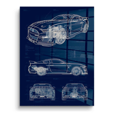 Sports Car Blueprint PVC Gloss Art