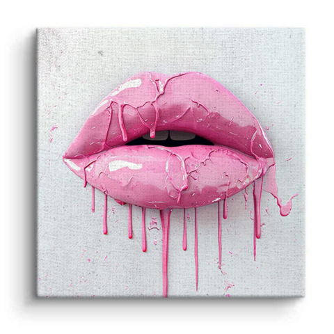  Tropfende Pinke Lippen Leinwandbild
