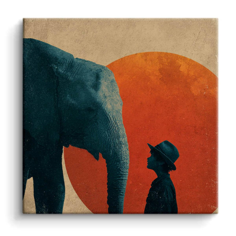 Éléphant et Homme PVC Mat