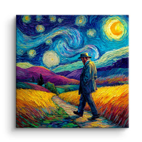 Sternennacht Spaziergang Leinwandbild