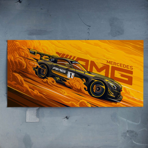 Rennwagen Flamme Poster