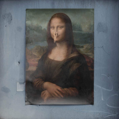 La Mona Lisa con Reloj Póster