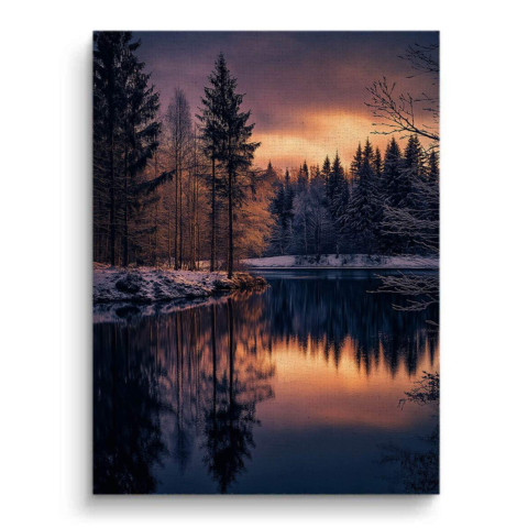 Serene Winter Sunset Canvas Art
