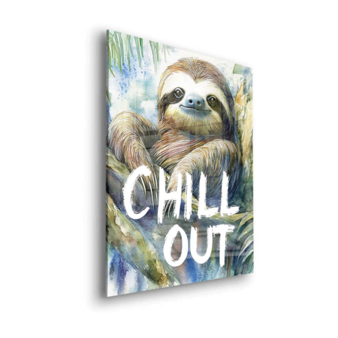 Chill Sloth Print Acrylic Glass Art