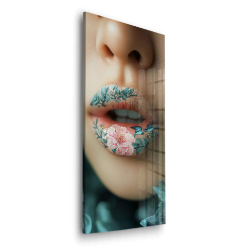 Blumiges Tattoo Lippen Acrylglas