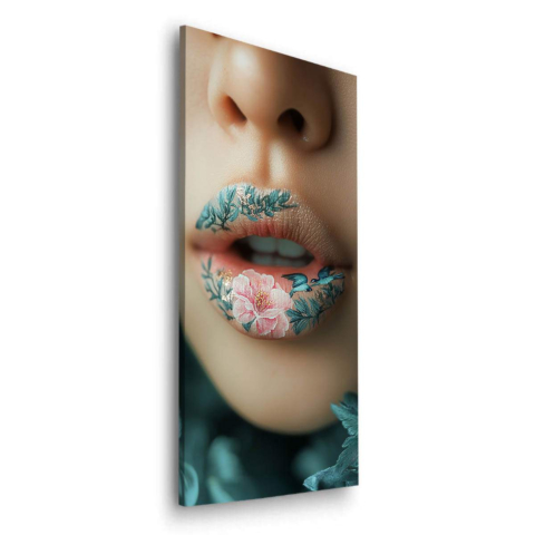 Blumiges Tattoo Lippen Dibond Matt Kunst