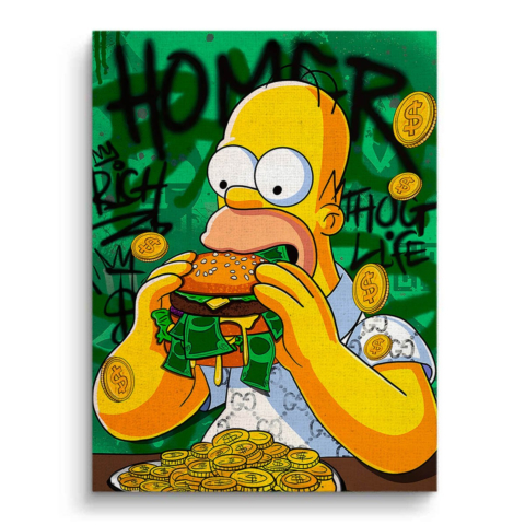 Habgieriger Homer Leinwandbild