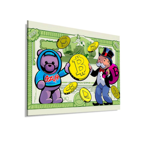 Crypto Bär und Gentleman Dibond Matt Kunst