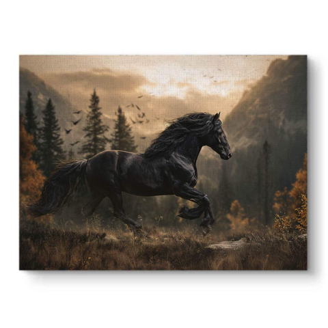 Majestic Black Stallion Canvas Art