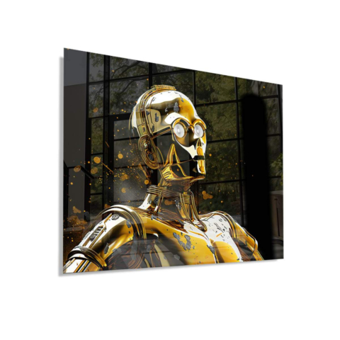 Golden Cyborg Acrylic Glass Art