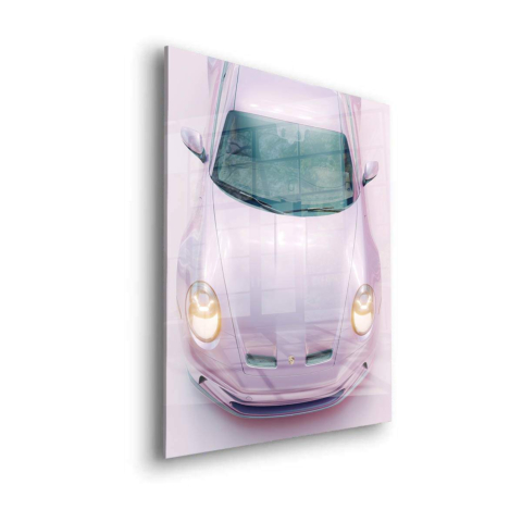 Różowe Porsche Obraz na Szkle Akrylowym
