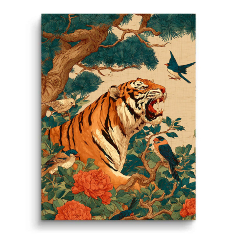 Tiger Brüllen PVC Matt Leinwandbild