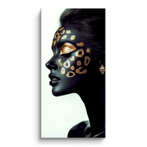Goldener Leopard Eleganz PVC Matt Leinwandbild