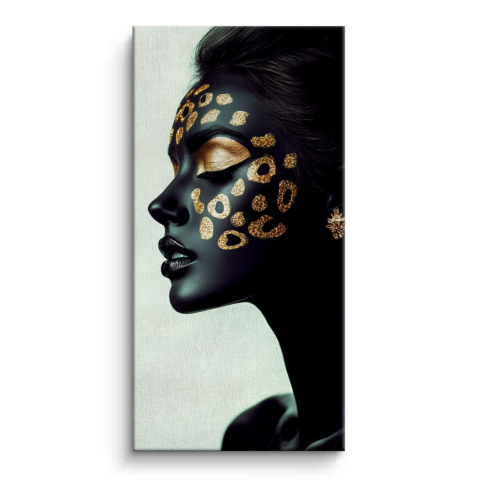 Goldener Leopard Eleganz Leinwandbild