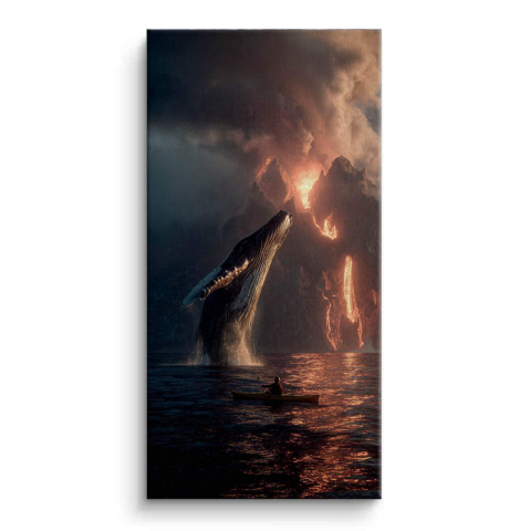 Whale and Kayak Canvas Art