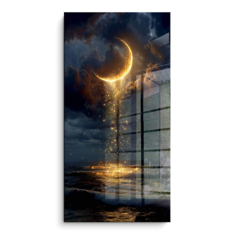 Goldener Halbmond PVC Glanz Bild auf Dibond Matt