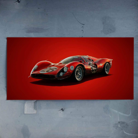 Póster de coche de carreras vintage