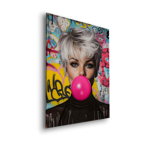 Bulle de chewing-gum Tableau sur Dibond Mat