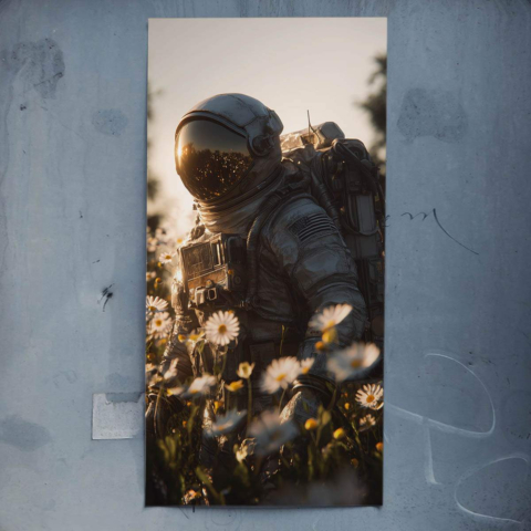 Astronaute dans un champ Affiche