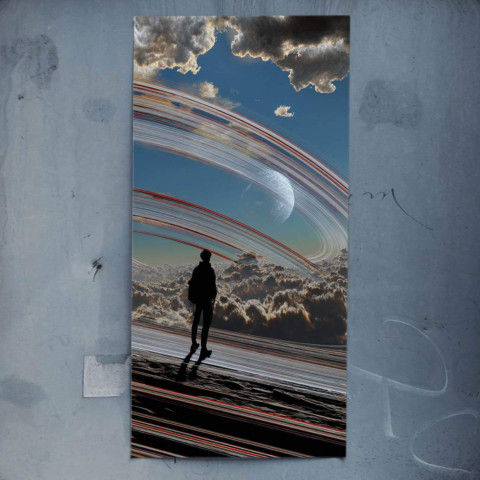 Camino en el cielo surrealista Póster