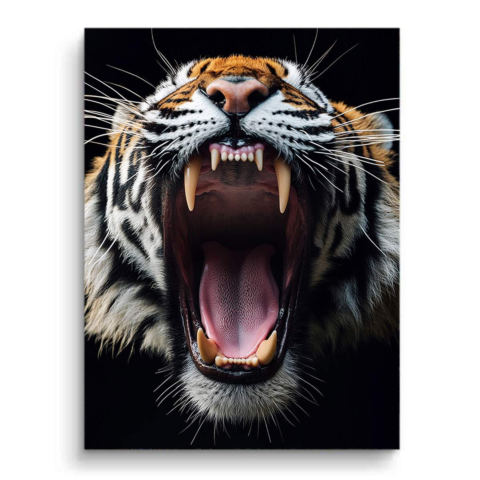 Majestischer Brüller Tiger PVC Matt Leinwandbild