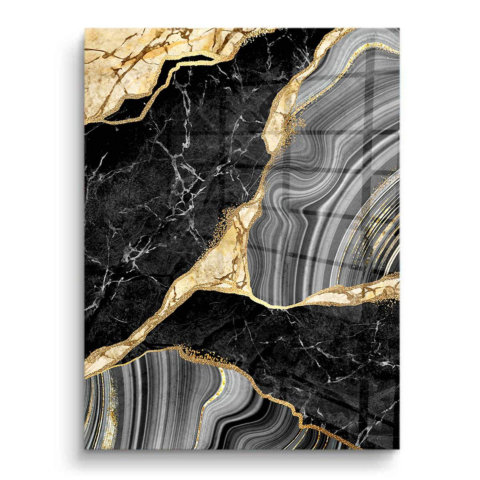 Mármol Dorado y Negro PVC Brillante PVC Gloss