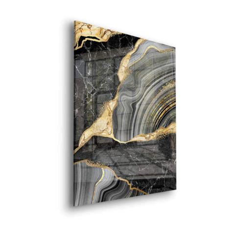Schwarze Marmor-Geoeder Acrylglasbild