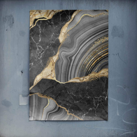 Schwarze Marmor Geoden Poster PVC Glanz
