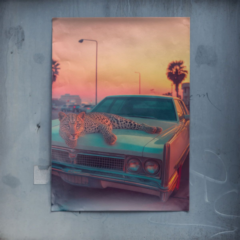 Coucher de Soleil Léopard Poster