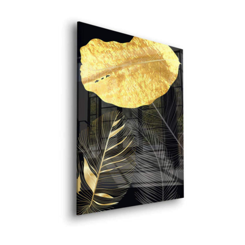 Goldene Blätter Acrylglasbild