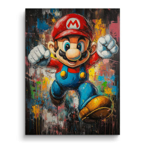 Dynamischer Mario Leinwandbild