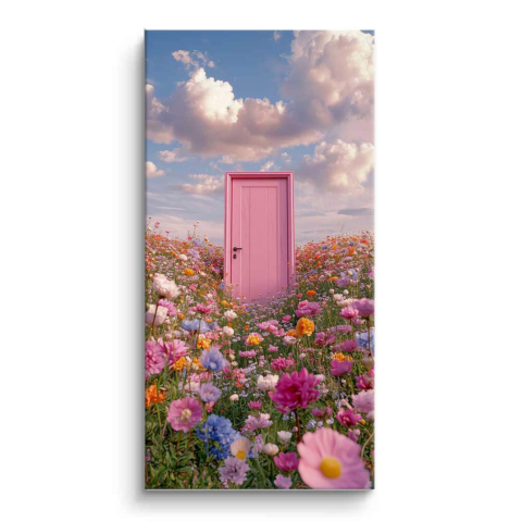 Whimsical Floral Doorway PVC Mat Art
