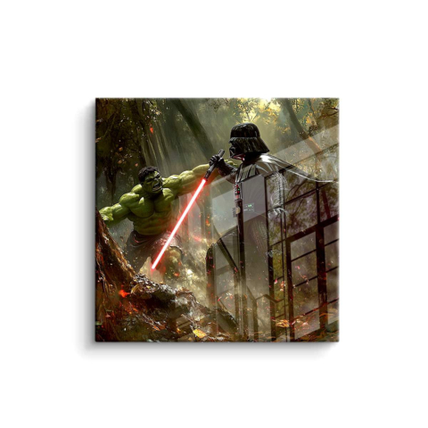 Epischer Showdown Hulk gegen Vader PVC Glänzend Leinwandbild