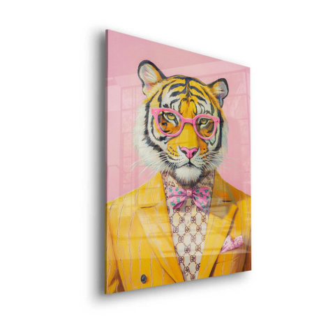 Portret Eleganckiego Tygrysa Szkło Akrylowe