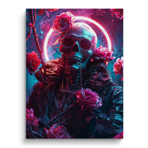 Crâne Néon Rose Toile