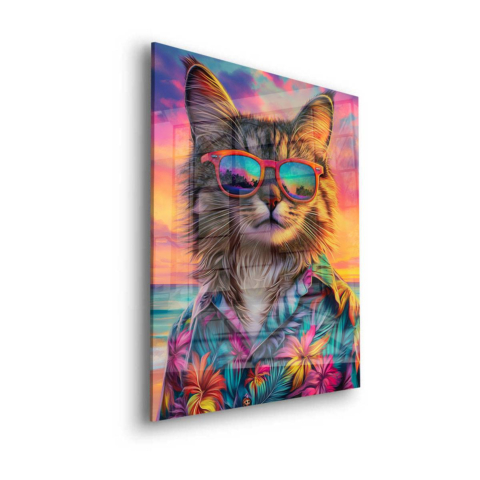 Vibes de Chat Tropical Verre Acrylique