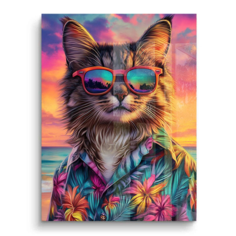 Tropical Cat Vibes PVC Gloss Art