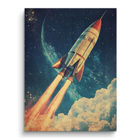 Retro-Raketenreise Acrylglas