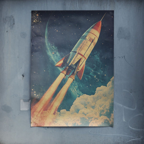 Retro-Raketenreise Poster