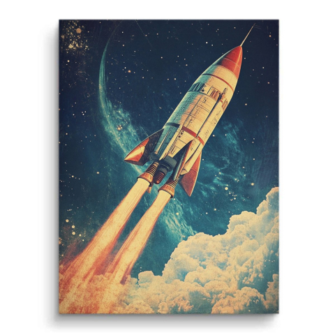 Retro-Raketenreise PVC Matt Kunst