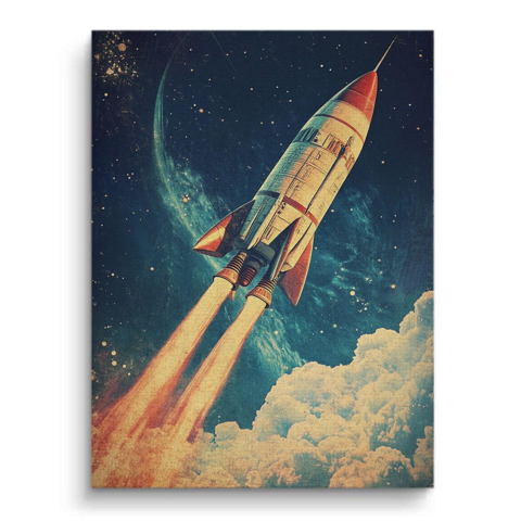 Retro-Raketenreise Leinwandbild