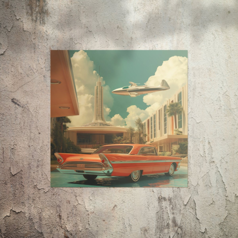 Póster de conducción futurista retro PVC Brillante