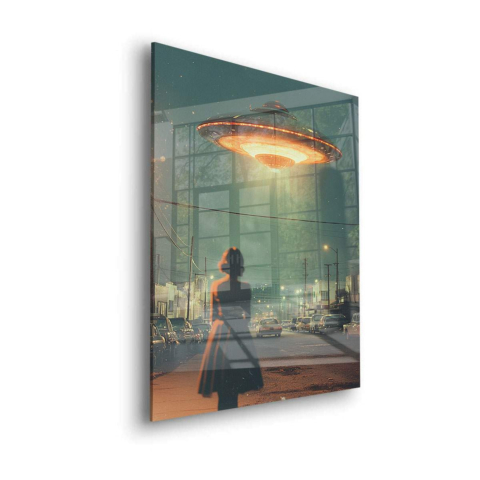 Retro UFO Begegnung Acrylglas